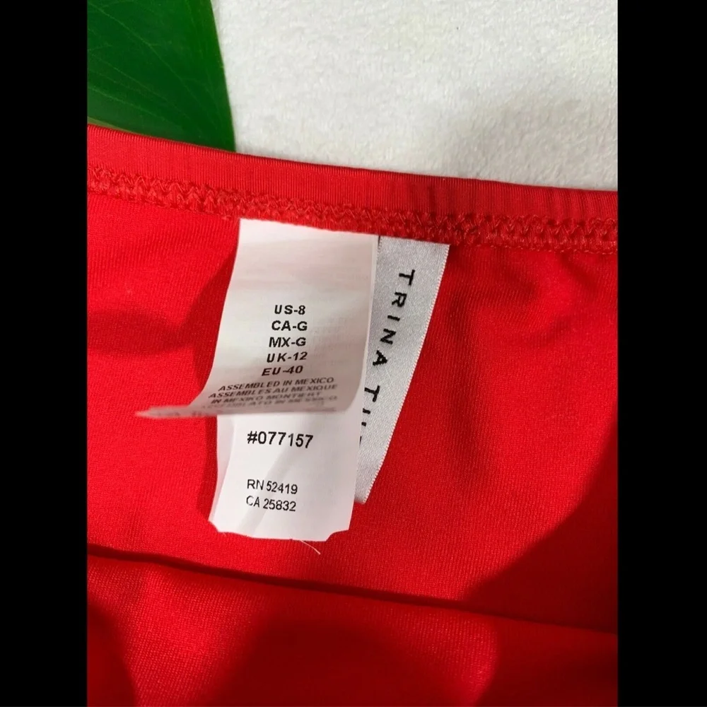 NEW $62 Trina Turk Getaway High Waist Tie Bikini Bottoms [ SZ 8‎ ] Red